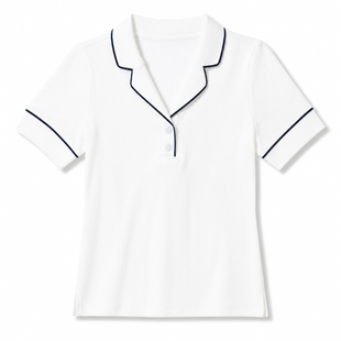  Foray Golf White Rib Short Sleeve Notch Collar Polo