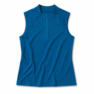 Foray Golf Rib Blue Opal Sleeveless Zip Polo