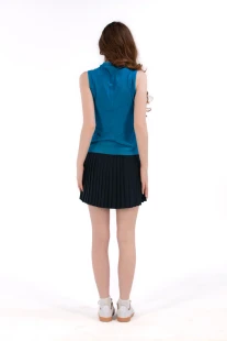 Foray Golf Rib Blue Opal Sleeveless Zip Polo [2026]