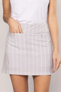 Khaki Golftini Performance Happy Hour Pinstripe Skort