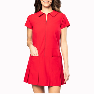 Golftini Timeless Red Short Sleeve Pleated Dress