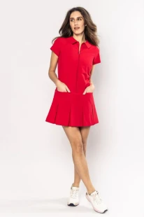 Golftini Timeless Red Short Sleeve Pleated Dress [F26]