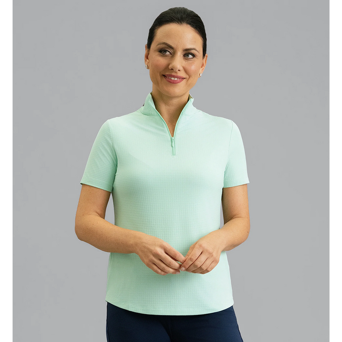 IBKUL Solid Short Sleeve Mock