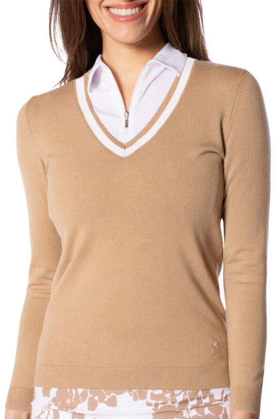 Golftini V-Neck Stretch Knit Stripe Sweaters Golftini V-Neck Stretch Knit Stripe Sweaters