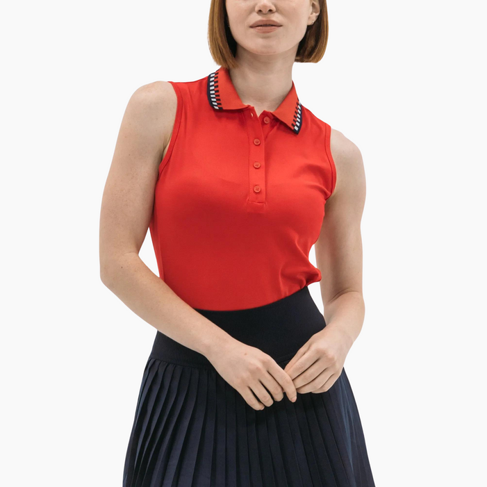 Foray Golf Sleeveless Pique Red Polo