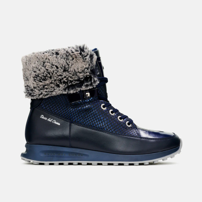 Duca Del Cosma Francesca Navy Snake High Top Fleece Golf Boot