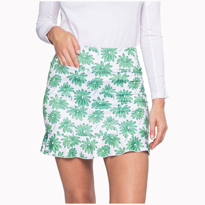 Golftini Stretch Tech Girl Power Kelly Green Ruffle Skort