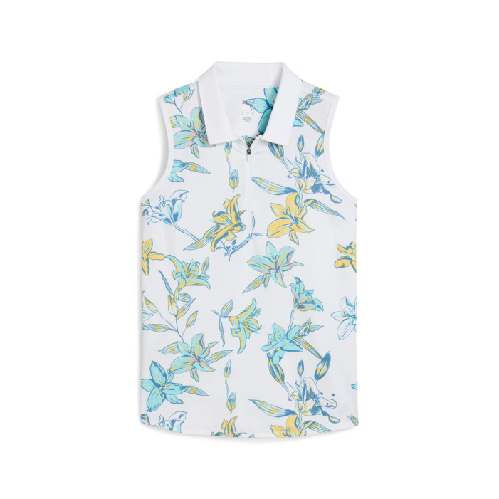 PUMA Lily Floral White MATTR Sleeveless Polo PUMA Lily Floral White MATTR Sleeveless Polo