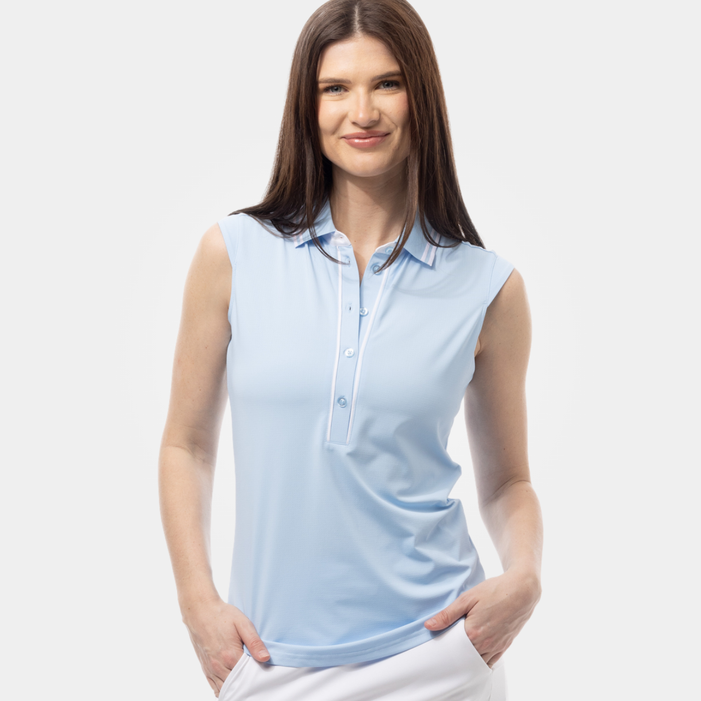 SanSoleil Tipped SolairCool Solid Sleeveless Polo [2026]