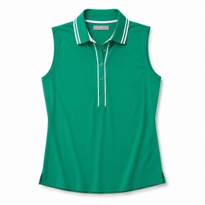 SanSoleil Tipped SolairCool Solid Sleeveless Polo [2026]