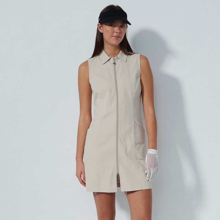 Daily Sports Lyric Raw Beige Sleeveless Dress