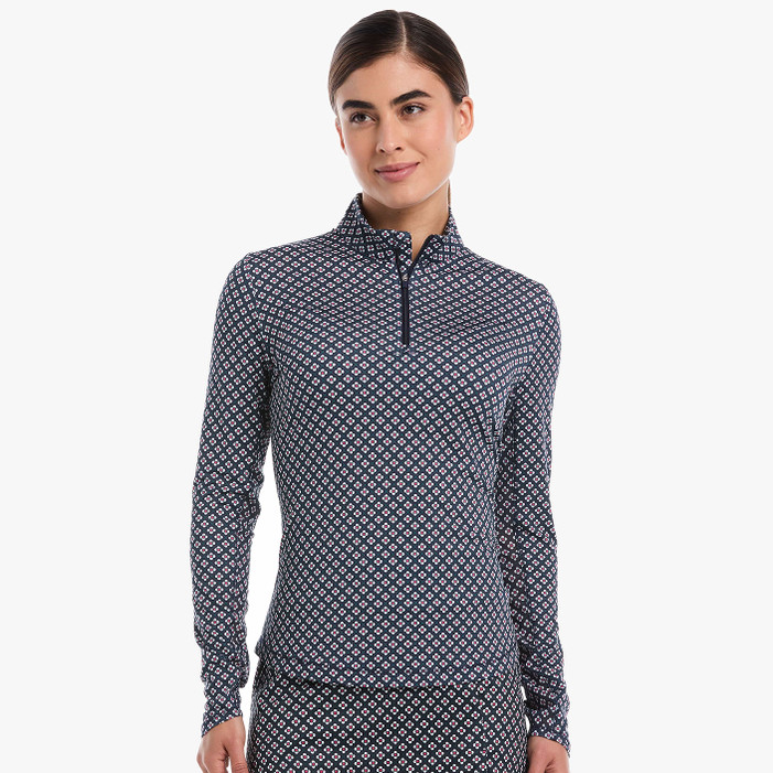 Womens Mini Geo Print Long Sleeve Golf Shirt Womens Mini Geo Print Long Sleeve Golf Shirt