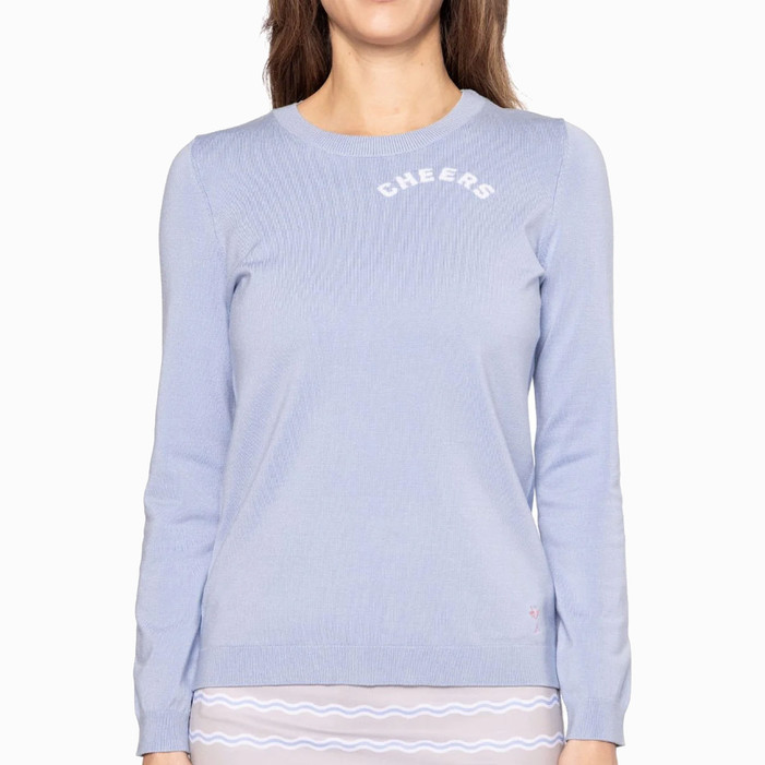 Seersucker Blue CHEERS Crewneck Sweater