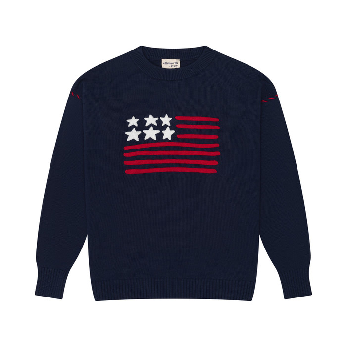 Ellsworth+Ivey Riley American Flag Crewneck Sweater Ellsworth+Ivey Riley American Flag Crewneck Sweater