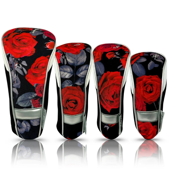 Tattoo Roses 4-Pack Golf Head Covers for Women | Fits Driver, Fairway & Utility Clubs