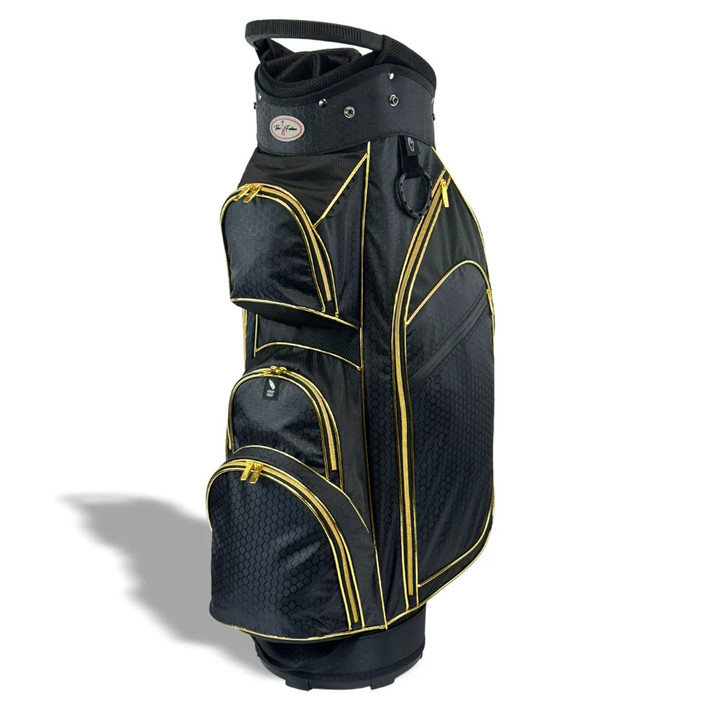 Taboo Fashions 14-Way Lightweight Women’s Golf Cart Bag with Cooler in Black & Gold – luxury designer golf bag for women