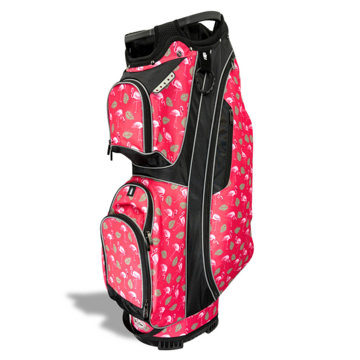 Taboo Golf Lightweight 14-Way Women’s Golf Cart Bag in Blue Sugar Skulls print – bold skull golf bag with built-in cooler