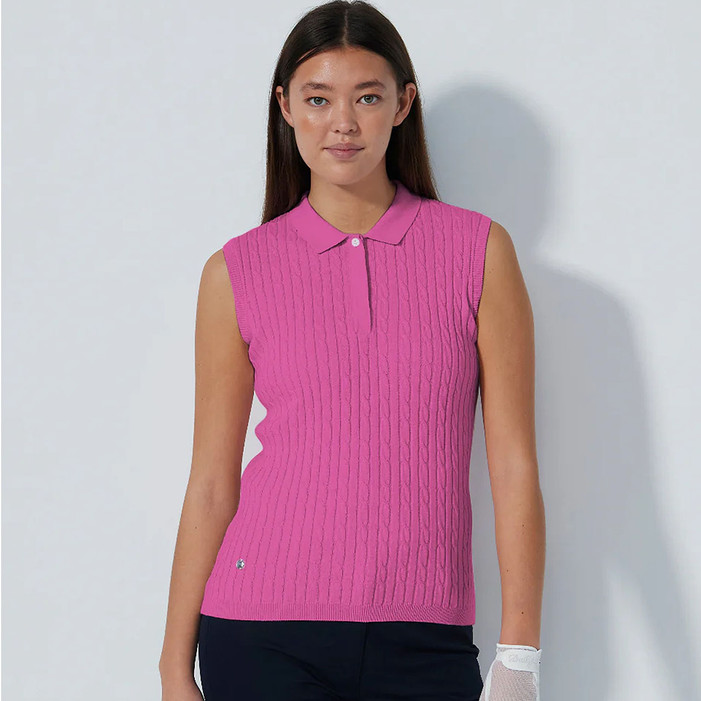 Daily Sports Madelene Cable Knit Sleeveless Polo {PS26]