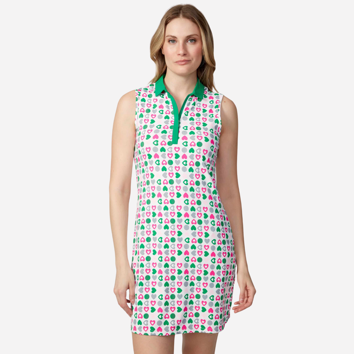 Swing Control Green Hearts Sleeveless Dress