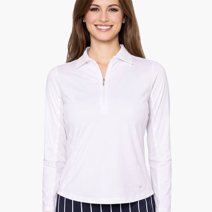 Golftini Cool Girl White Long Sleeve Cooling Polo