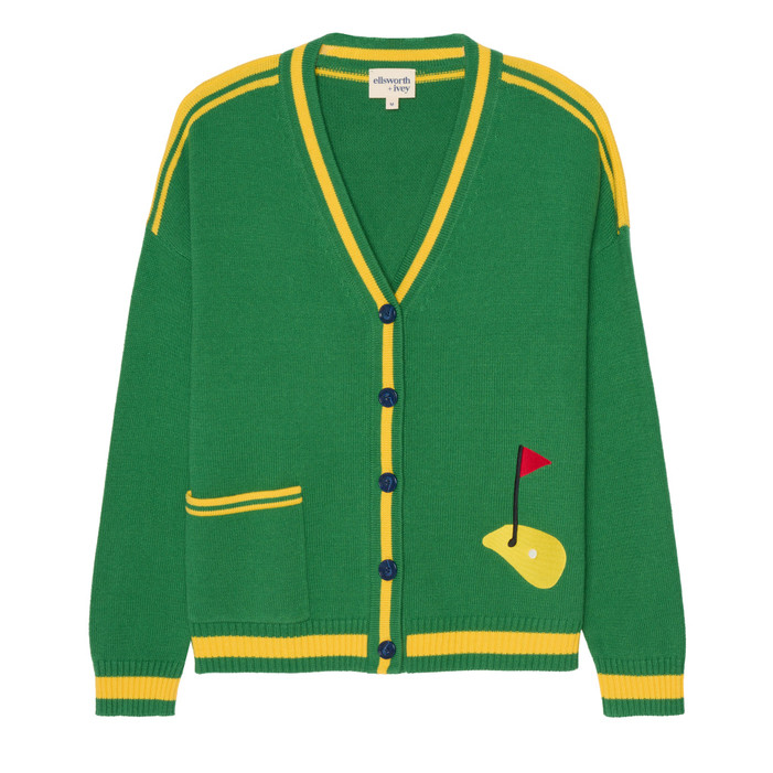 Ellsworth+Ivey Emily Green/Yellow Varsity Golf Cardigan