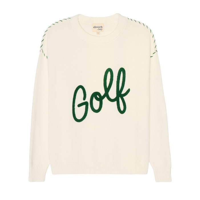 Ellsworth+Ivey Riley Ivory Green Crewneck Sweater