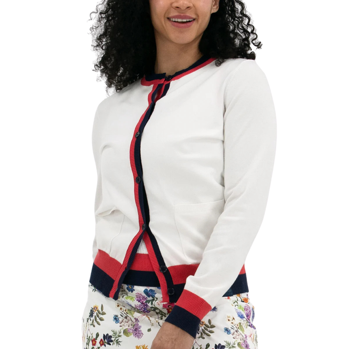 Foray Golf Red/Navy Knit Cardigan 