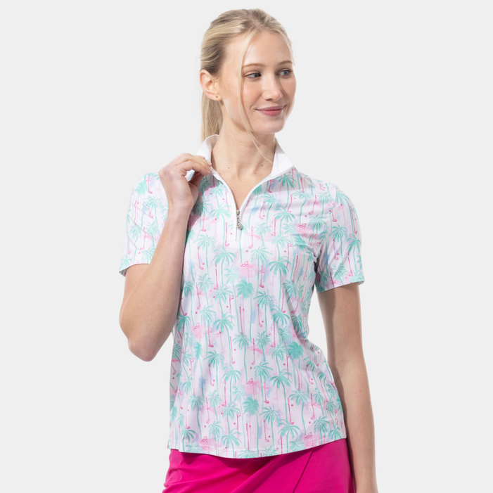 SanSoleil SolCool Golfers Paradise Short Sleeve Mock