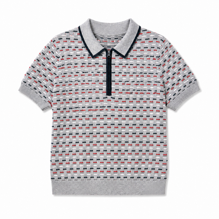 Foray Golf Navy/Red Short Sleeve Knit Polo [2026]
