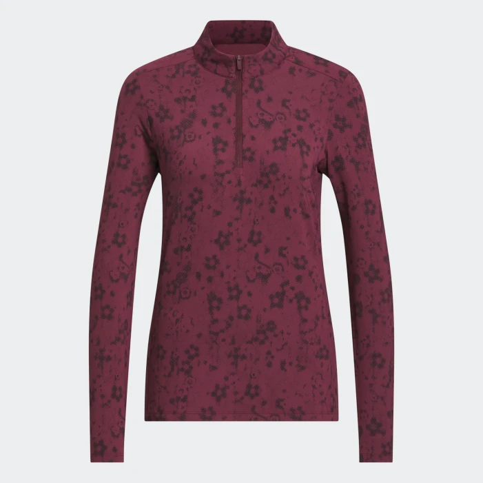 Maroon Adidas Ultimate365Cool Feeling Printed Quarter Zip Mock