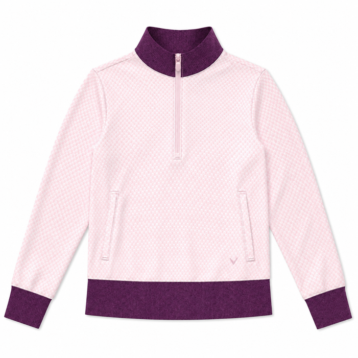 Callaway Colorblock Midweight Quarter Zip Pullover Cherry Blossom