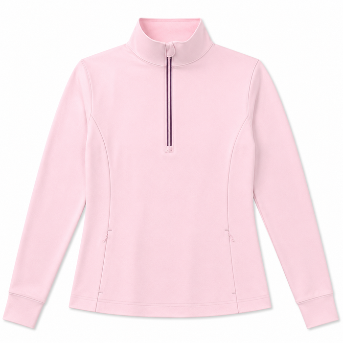 Callaway Midweight Textured Quarter Zip. - Cherry Blossom