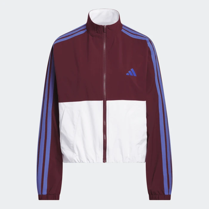 Adidas Beyond The Course Maroon Color Block Long Sleeve Mock