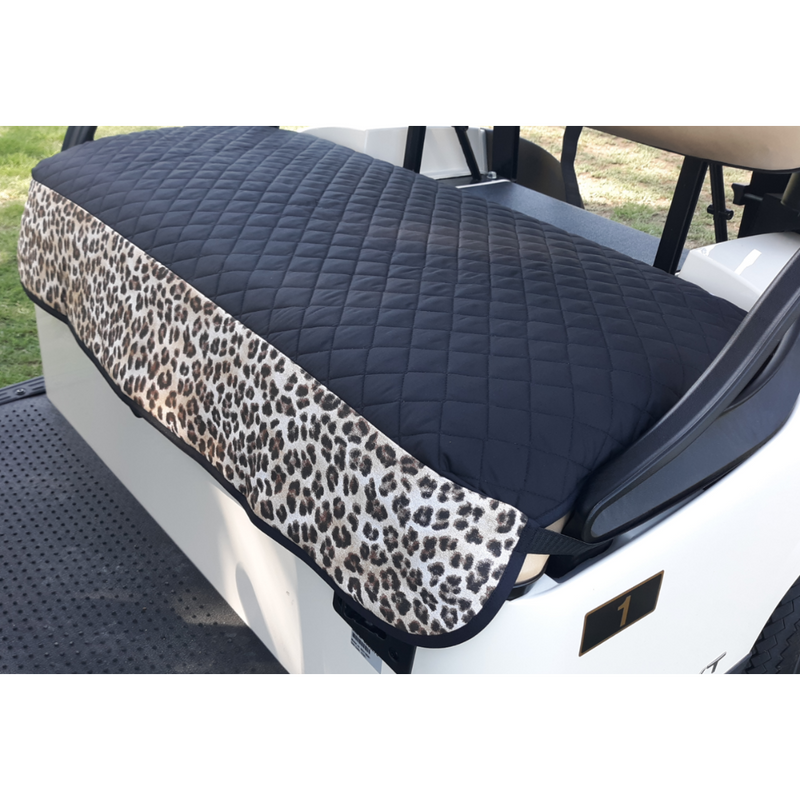 GolfChic Black/Leopard Quilted Golf Cart Seat Cover Golf4Her