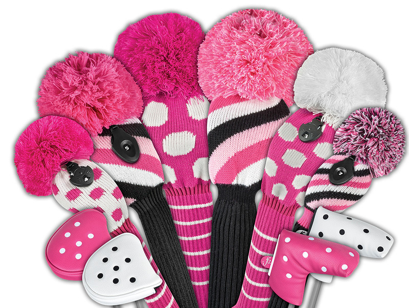 Just4Golf Waffle Towel - Pink Polka Dot Just4Golf Waffle Towel - Pink Polka Dot