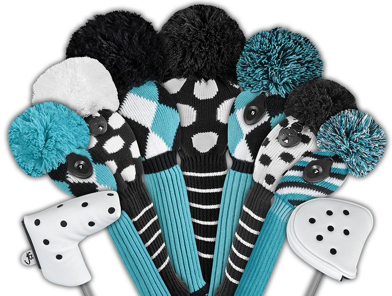 Just4Golf Waffle Towel - Turquoise/Black Stripe Just4Golf Waffle Towel - Turquoise/Black Stripe