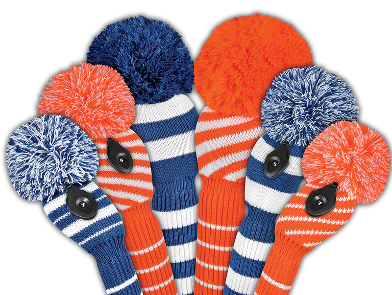 Just4Golf Waffle Towel - Orange/White Stripe