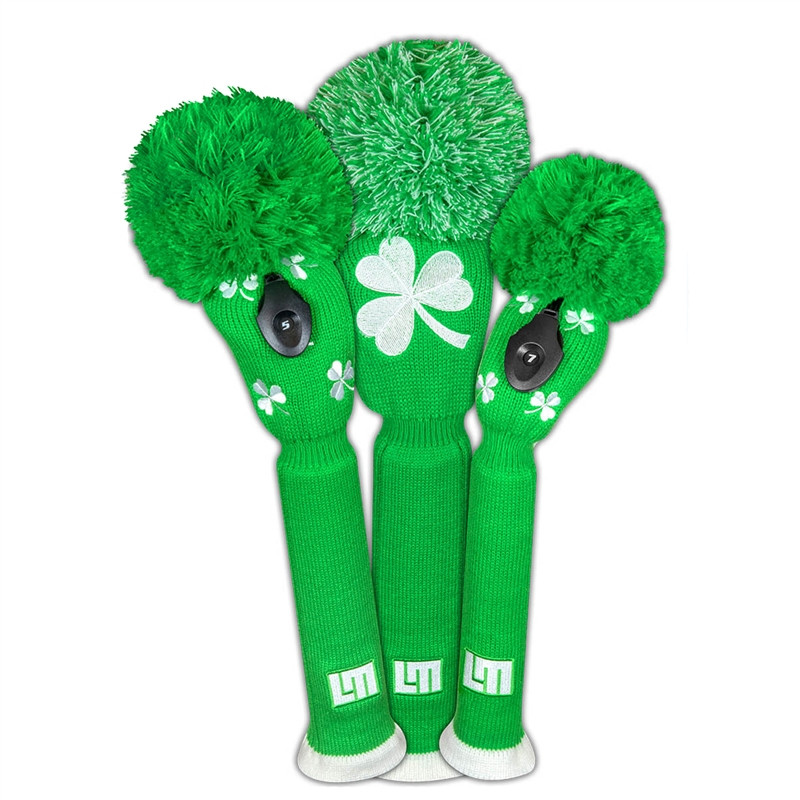 Just4Golf Shamrocks Knit Headcovers With Pom Just4Golf Shamrocks Knit Headcovers With Pom