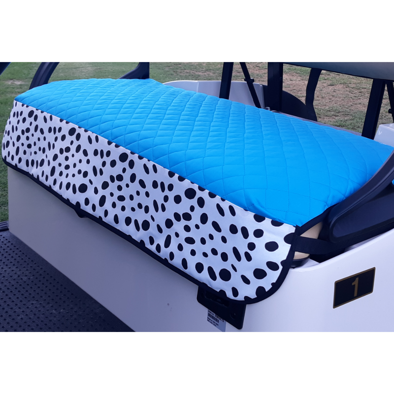 GolfChic Quilted Golf Cart Seat Cover - Turquoise/White Dalmatian 