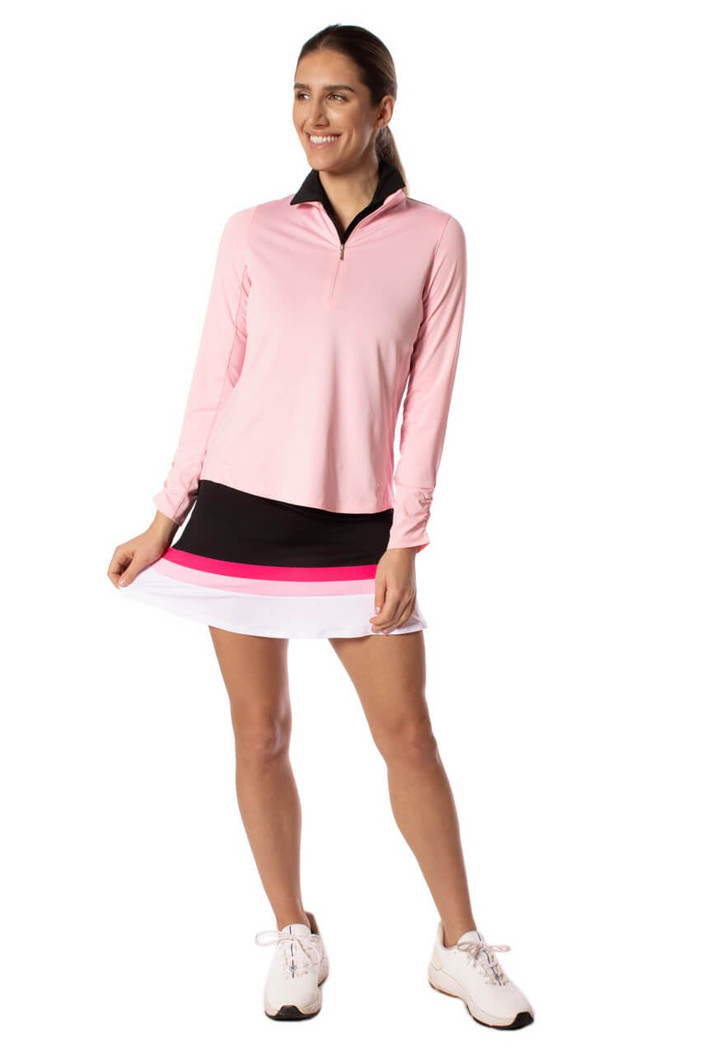 Golftini Hot Pink Long Sleeve Mesh Trim Top - XXL