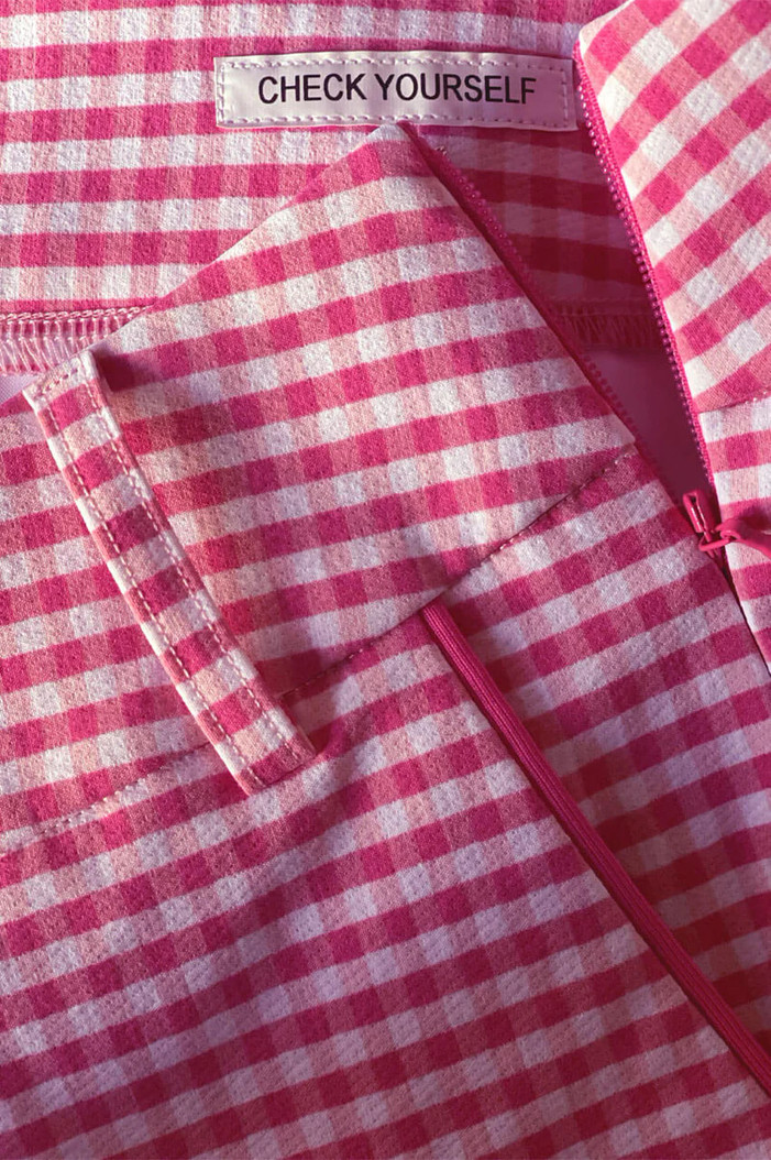 Golftini Stretch Ankle Pant - Hot Pink/White Check