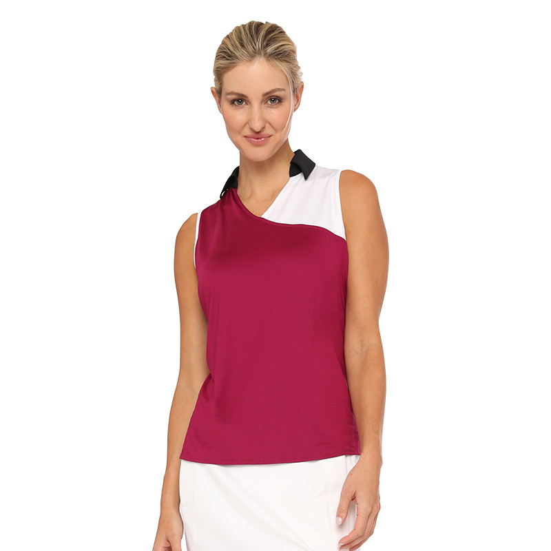 BelynKey Malibu Sleeveless Polo - Pomegranate