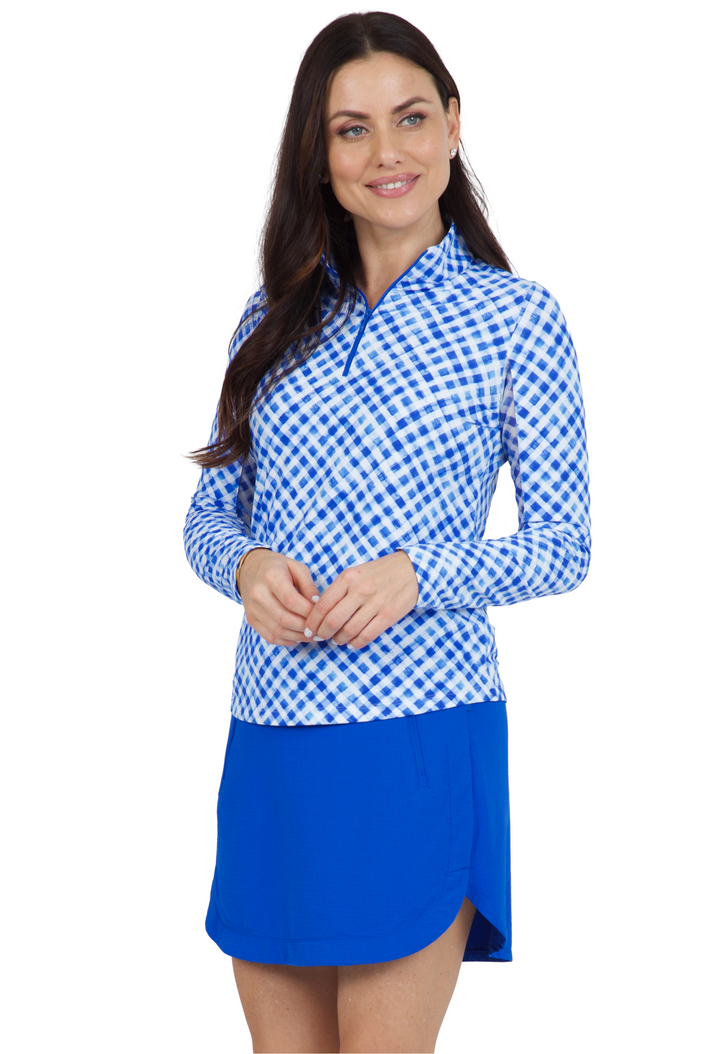 IBKUL Gingham Check Long Sleeve Mock IBKUL Gingham Check Long Sleeve Mock