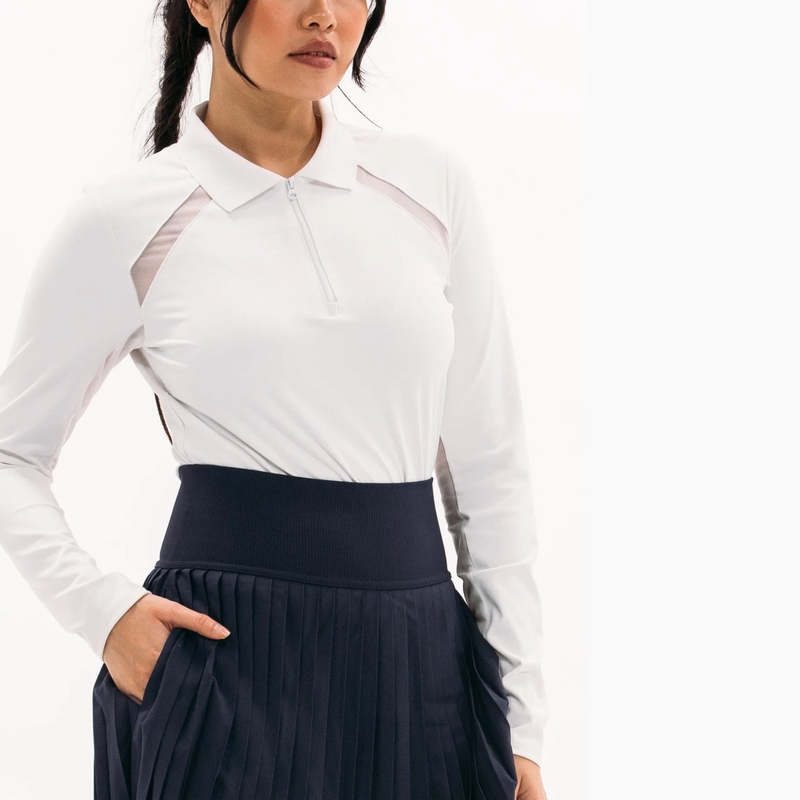 ◆MUCENT◆ Posi back detail two way long sleeve golf tee 2 c Foray Golf Mesh Inset Long Sleeve Polo
