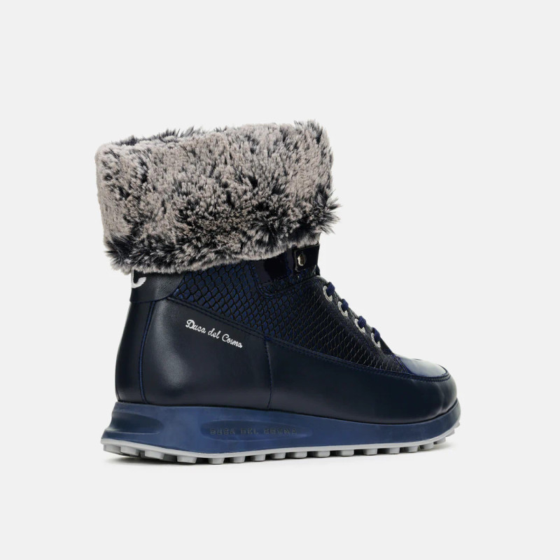 Duca Del Cosma Francesca Navy Snake High Top Fleece Golf Boot