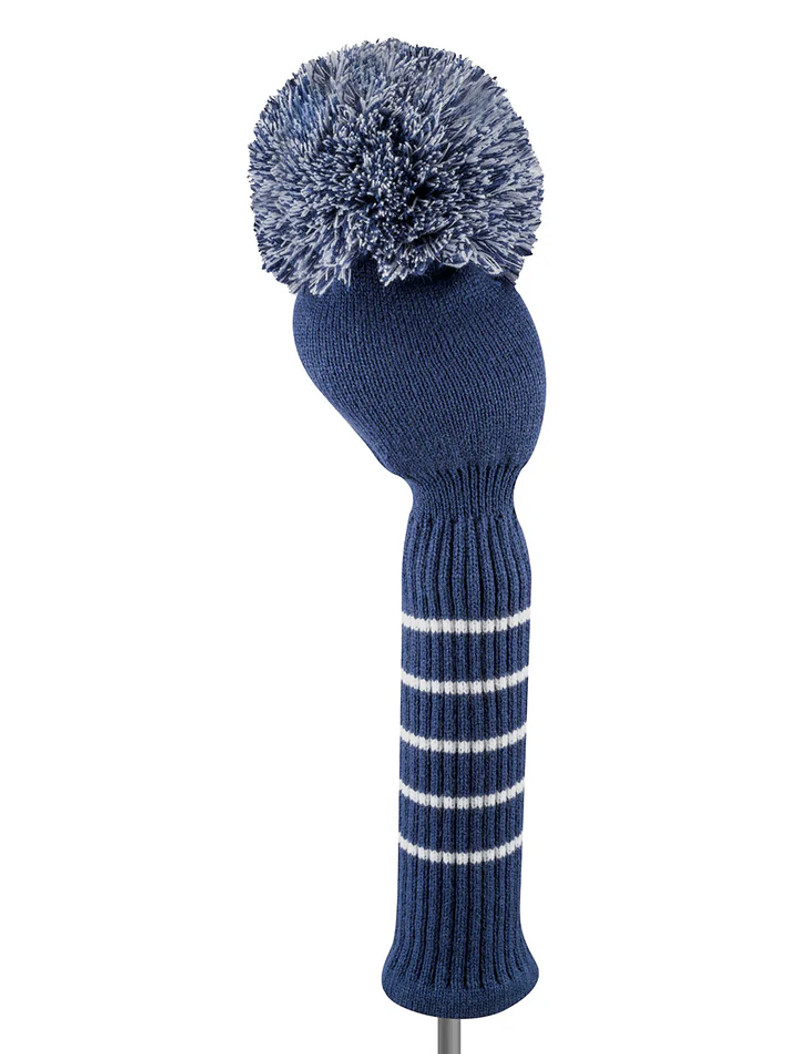 Just4Golf Navy Knit Headcovers With Pom Just4Golf Navy Knit Headcovers With Pom