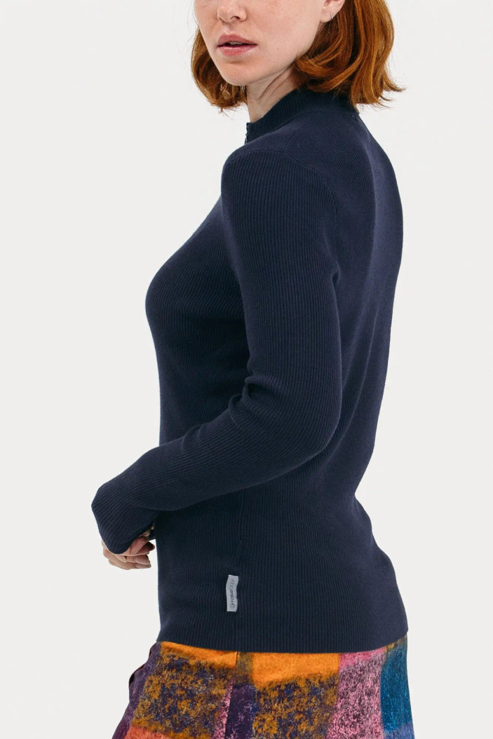 Foray Rib Knit Quarter Zip Long Sleeve Mock