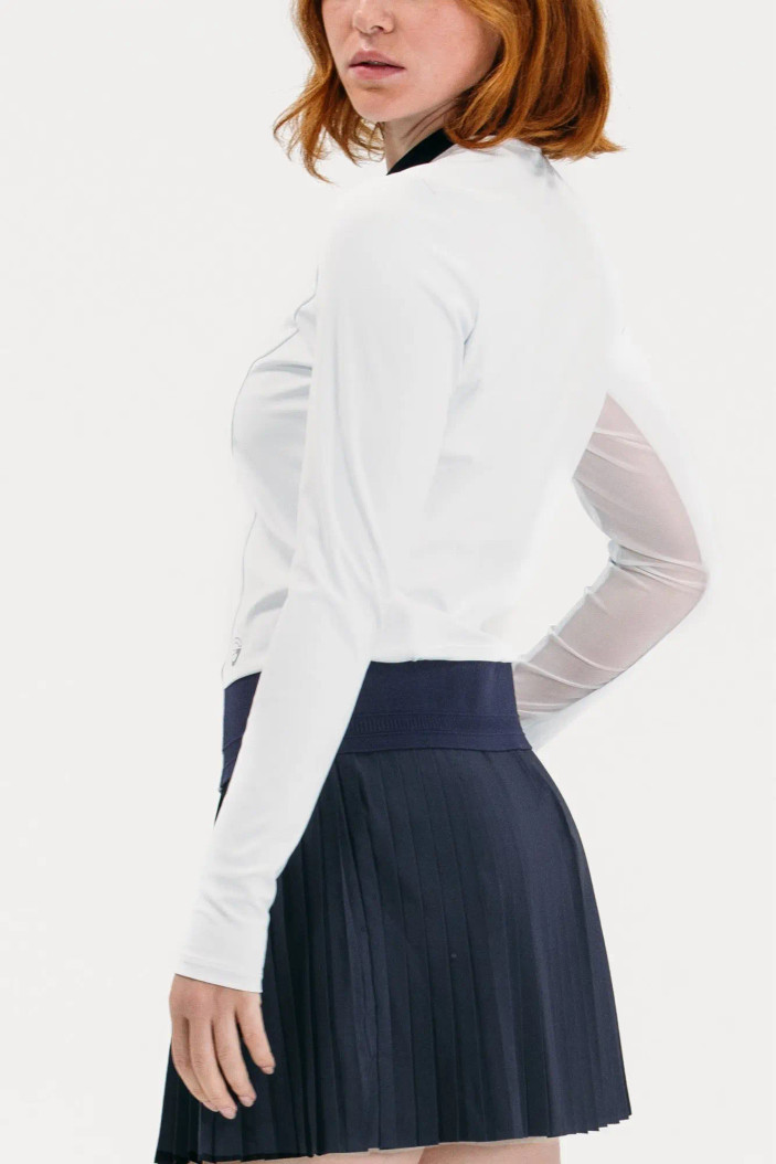 Foray Golf Zip White/Navy Long Sleeve Sport Polo Foray Golf Zip White/Navy Long Sleeve Sport Polo