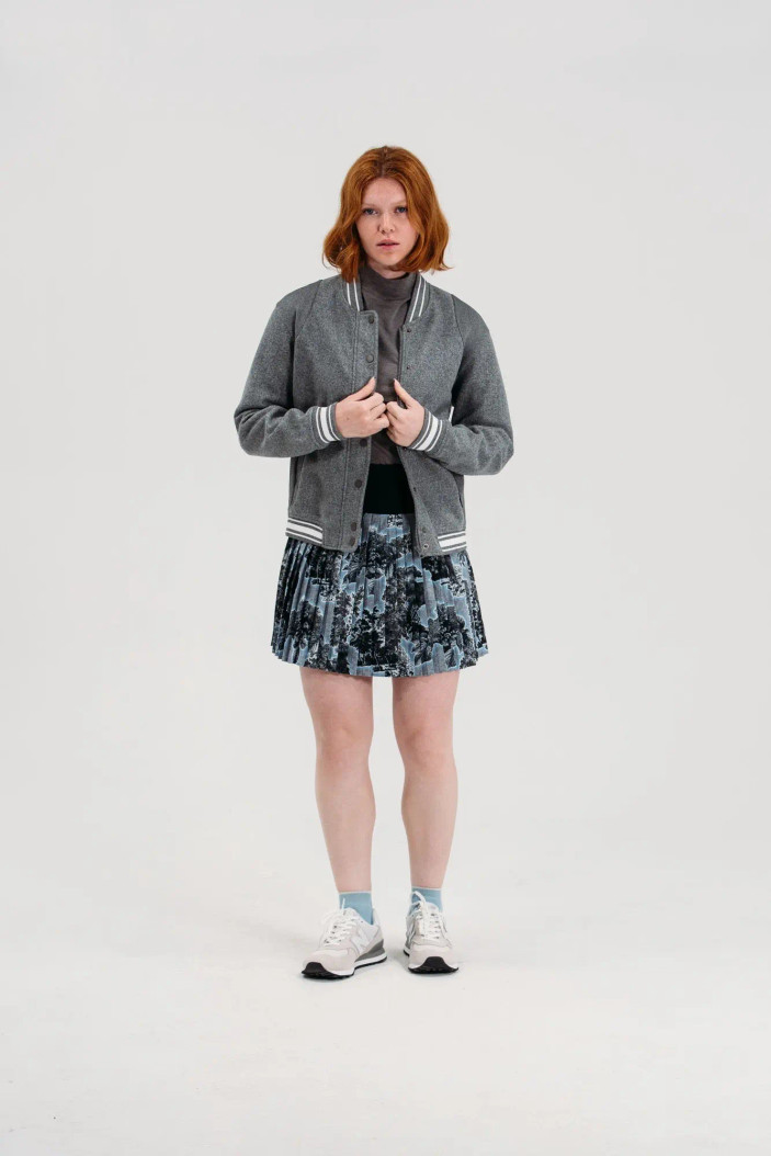 Foray Golf Varsity Grey Bomber Jacket Foray Golf Varsity Grey Bomber Jacket