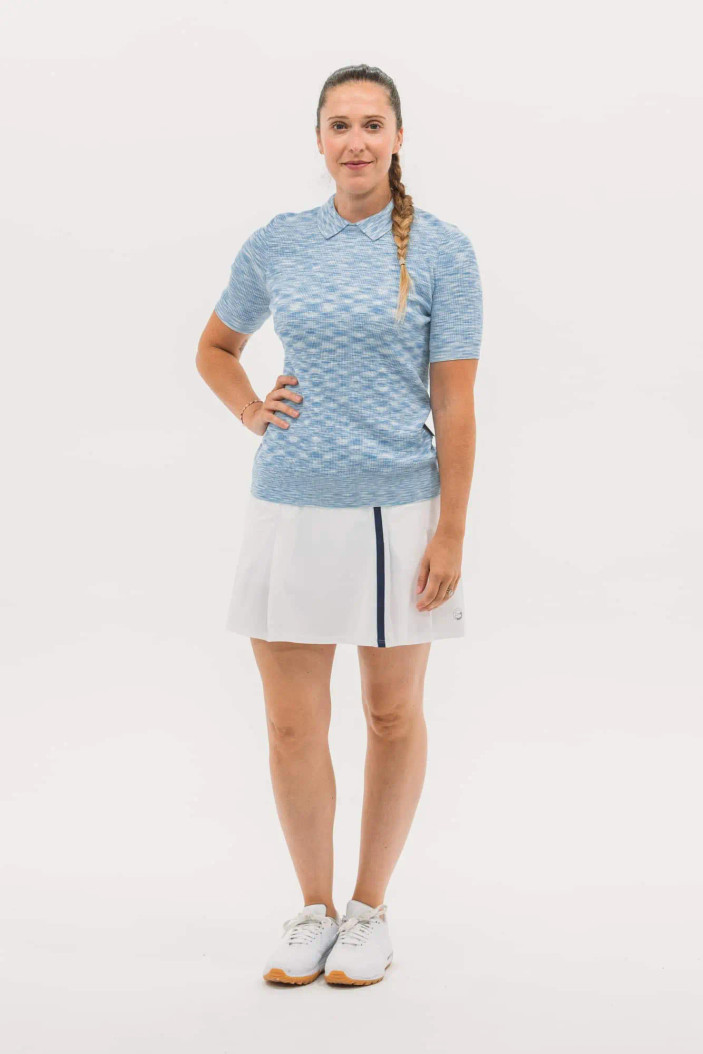 Foray Golf Space Dye Melange Blue Short Sleeve Polo